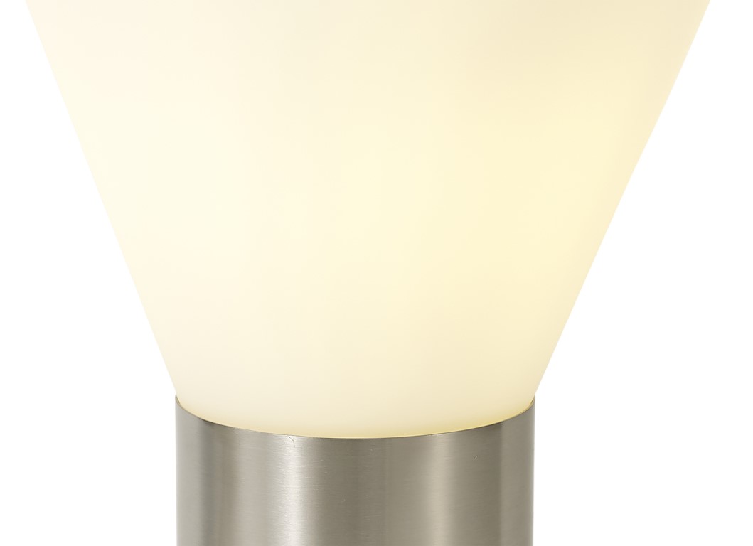 Oliver Narrow Table Lamp 1 x E27 Satin Nickel Opal Glass